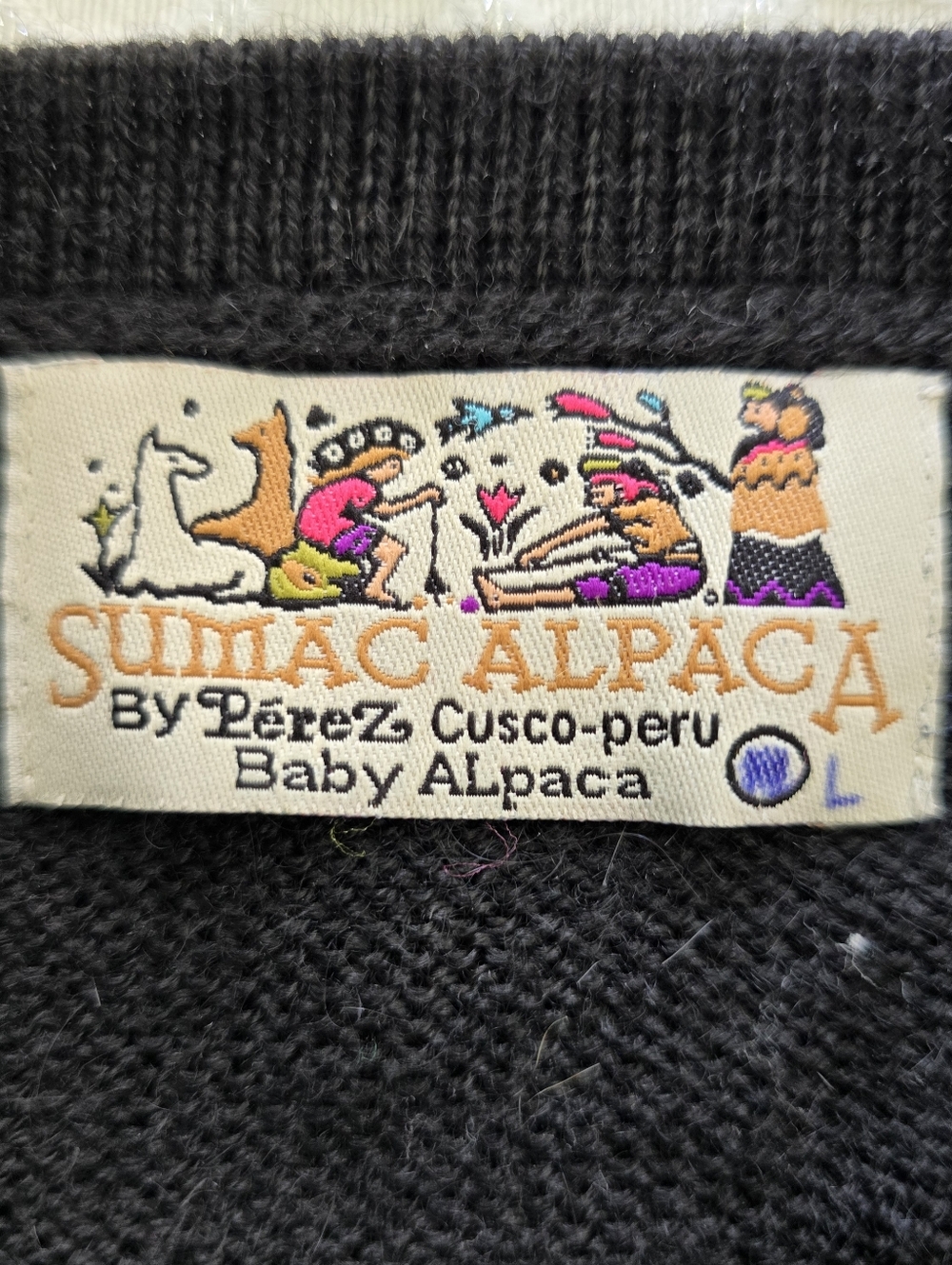 Vintage Sumac Alpaca Cardigan Embroidered Sweater Sz L Cottagecore Coastal - Picture 2 of 4